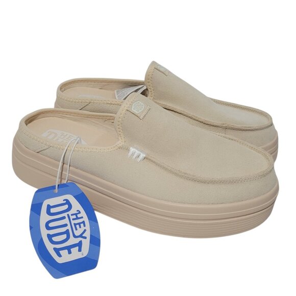 Hey Dude Shoes - Hey Dude Austin Lift Classic Mule Shoe Women Size 8 Blush Suede Slip On Platform